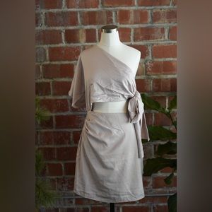 Taupe One Shoulder Dress